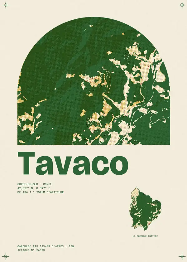 Affiche de Tavaco, calculée par 123-fr d'après l'IGN