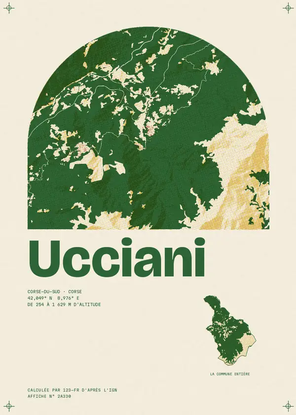 Affiche de Ucciani, calculée par 123-fr d'après l'IGN