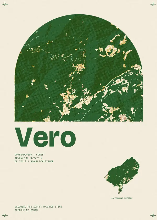 Affiche de Vero, calculée par 123-fr d'après l'IGN