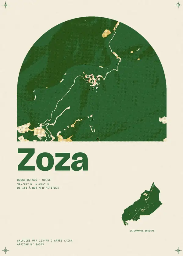 Affiche de Zoza, calculée par 123-fr d'après l'IGN