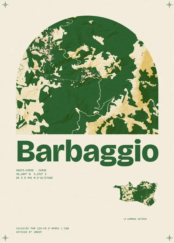 Affiche de Barbaggio, calculée par 123-fr d'après l'IGN