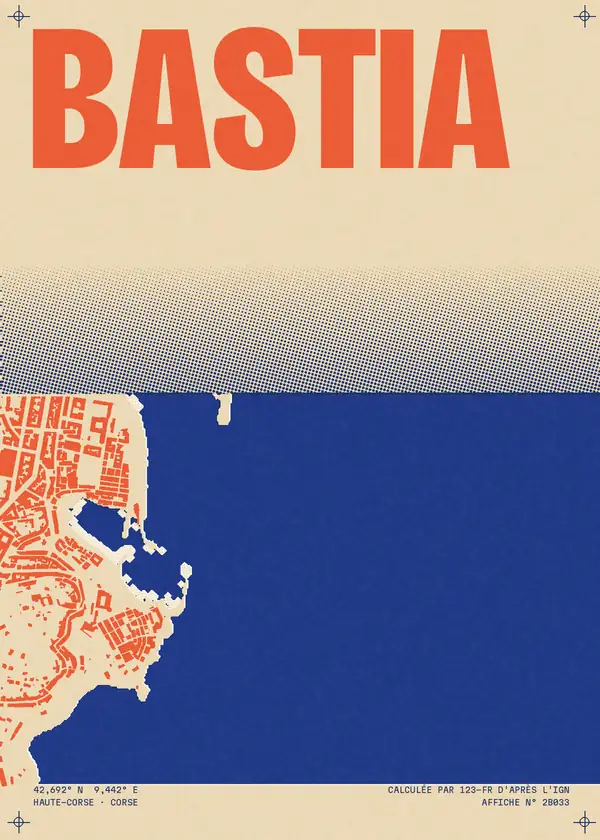 Affiche de Bastia, calculée par 123-fr d'après l'IGN