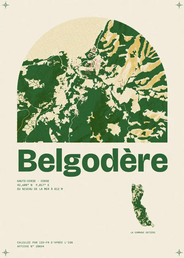 Affiche de Belgodère, calculée par 123-fr d'après l'IGN