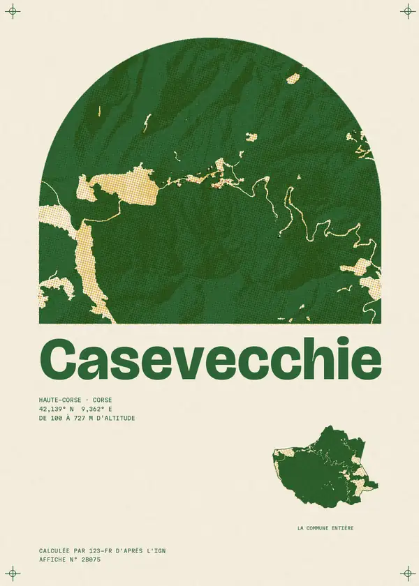 Affiche de Casevecchie, calculée par 123-fr d'après l'IGN