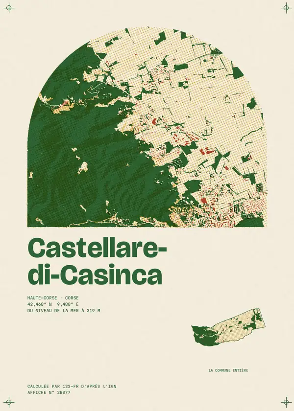 Affiche de Castellare-di-Casinca, calculée par 123-fr d'après l'IGN