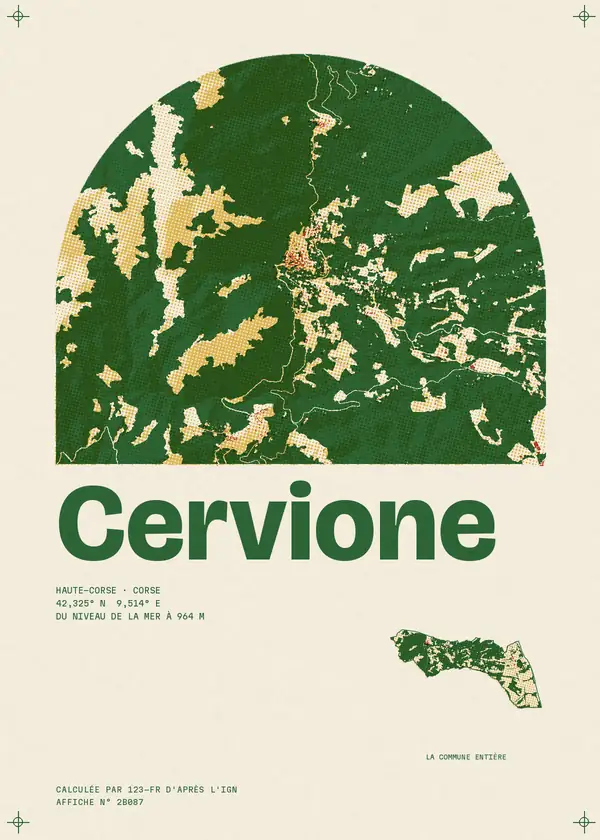 Affiche de Cervione, calculée par 123-fr d'après l'IGN