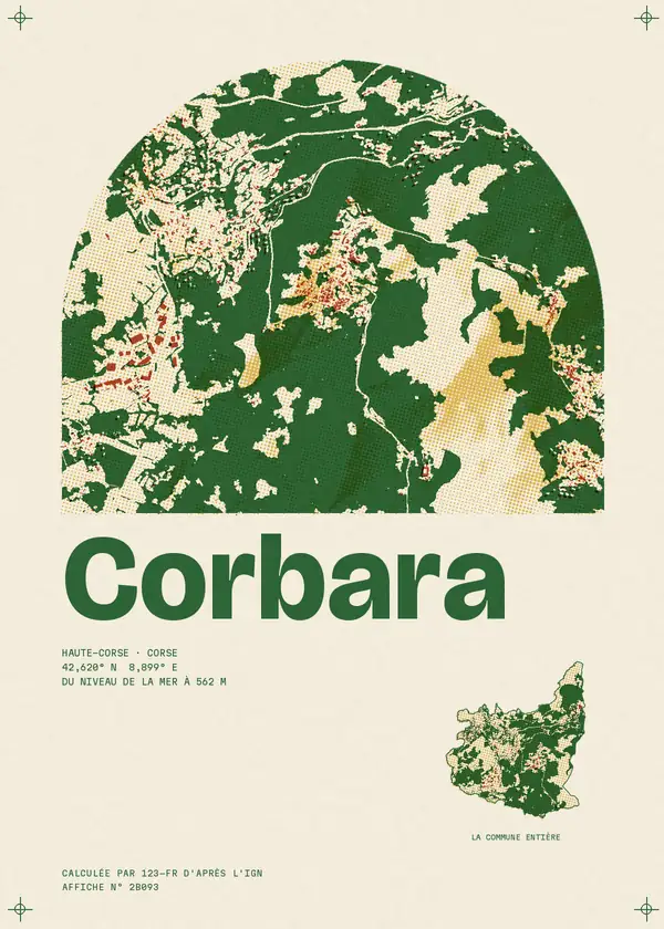 Affiche de Corbara, calculée par 123-fr d'après l'IGN