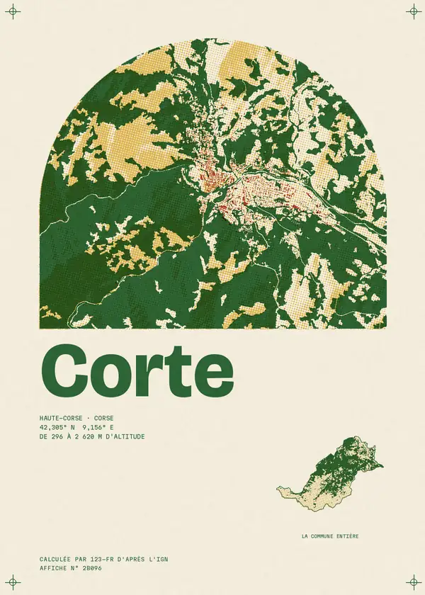 Affiche de Corte, calculée par 123-fr d'après l'IGN