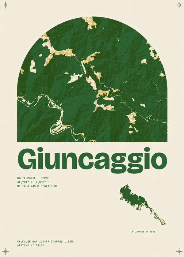 Affiche de Giuncaggio, calculée par 123-fr d'après l'IGN
