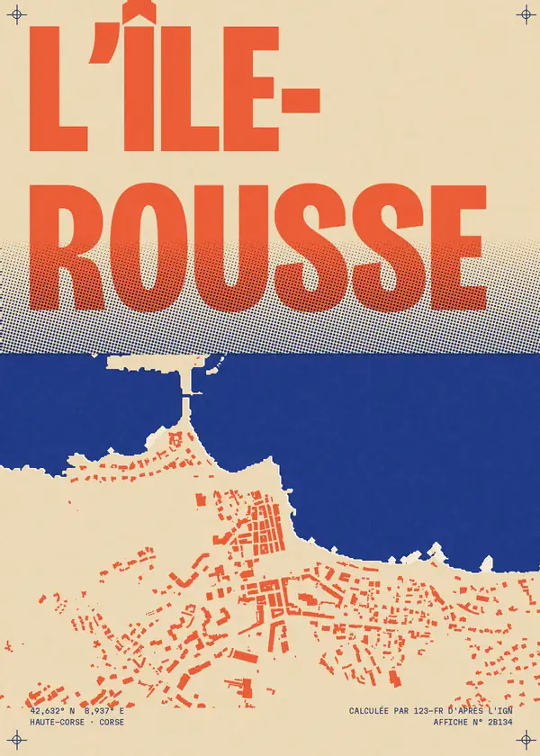 Affiche de L'Île-Rousse, calculée par 123-fr d'après l'IGN
