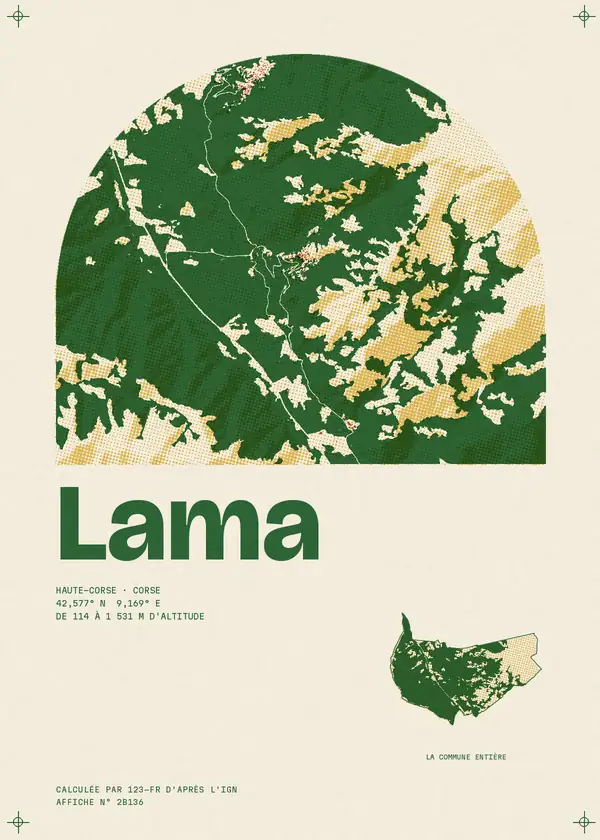 Affiche de Lama, calculée par 123-fr d'après l'IGN