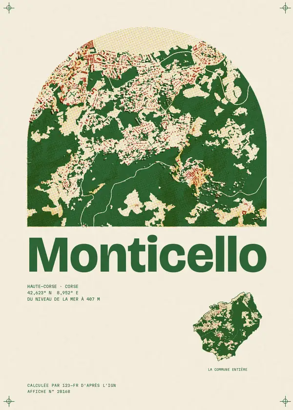 Affiche de Monticello, calculée par 123-fr d'après l'IGN