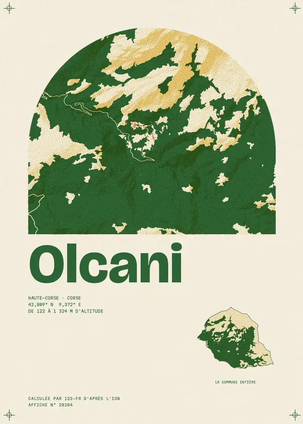 Affiche de Olcani, calculée par 123-fr d'après l'IGN
