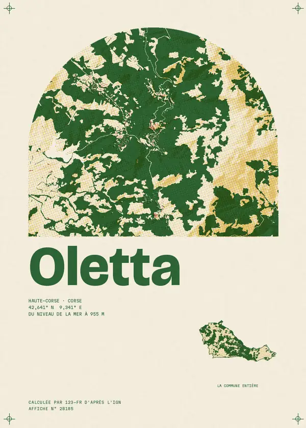 Affiche de Oletta, calculée par 123-fr d'après l'IGN