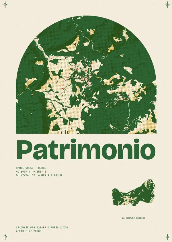 Affiche de Patrimonio, calculée par 123-fr d'après l'IGN