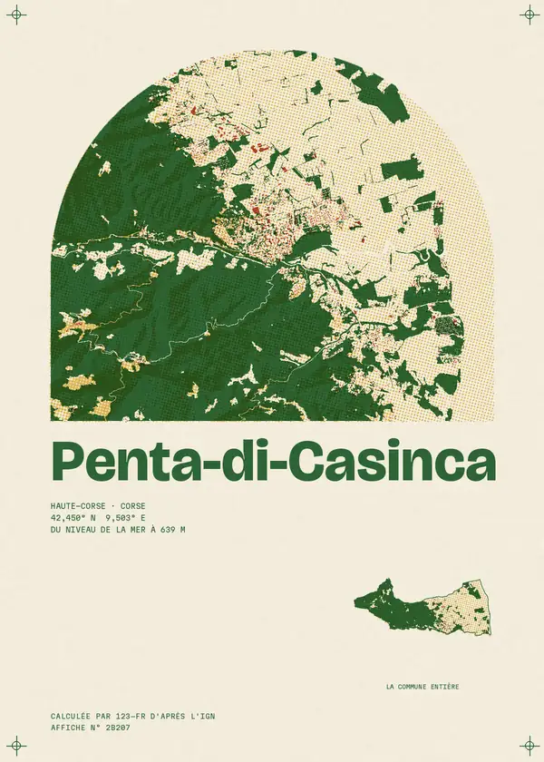 Affiche de Penta-di-Casinca, calculée par 123-fr d'après l'IGN