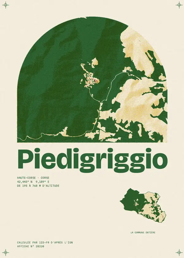 Affiche de Piedigriggio, calculée par 123-fr d'après l'IGN