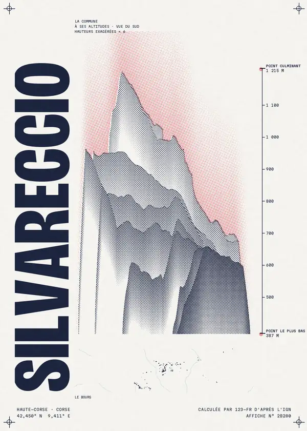 Affiche de Silvareccio, calculée par 123-fr d'après l'IGN