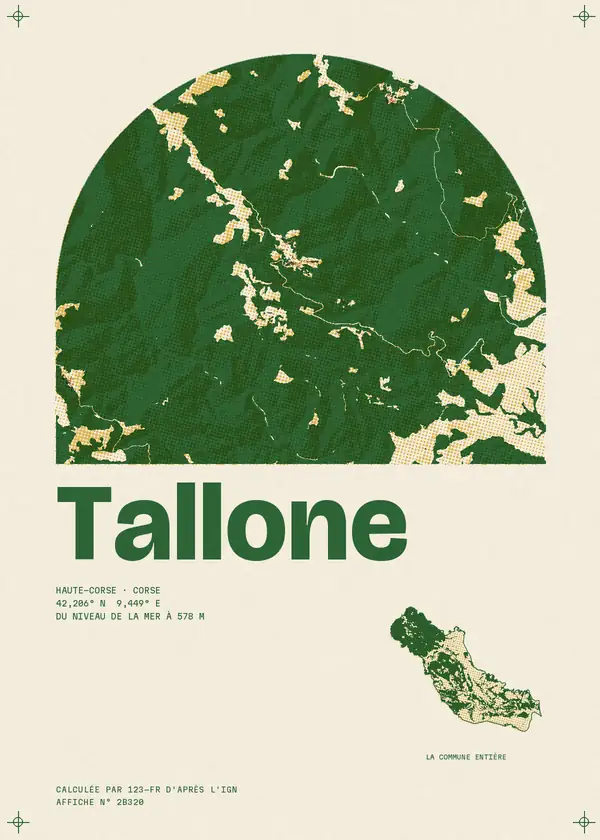 Affiche de Tallone, calculée par 123-fr d'après l'IGN