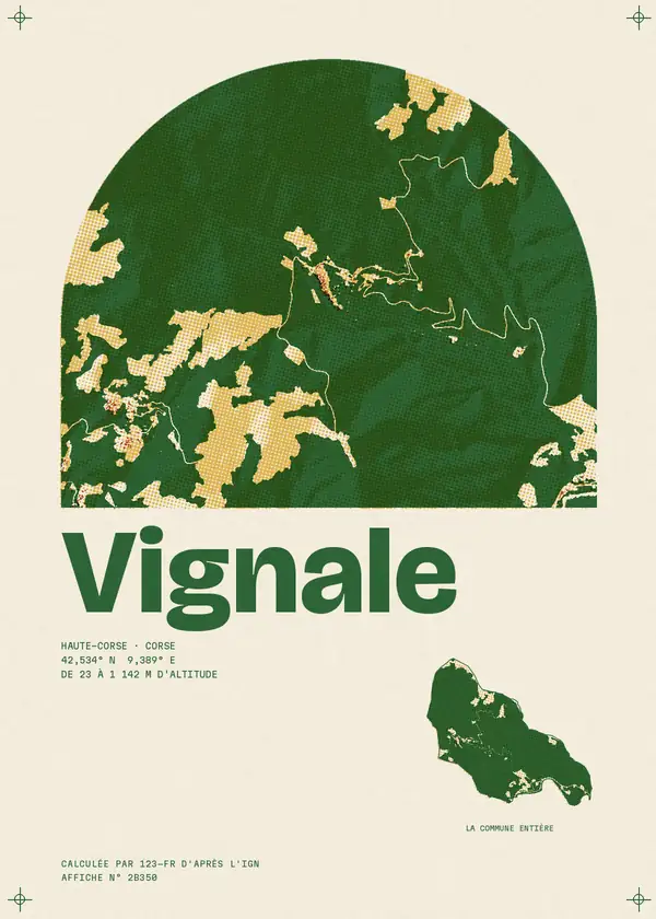 Affiche de Vignale, calculée par 123-fr d'après l'IGN