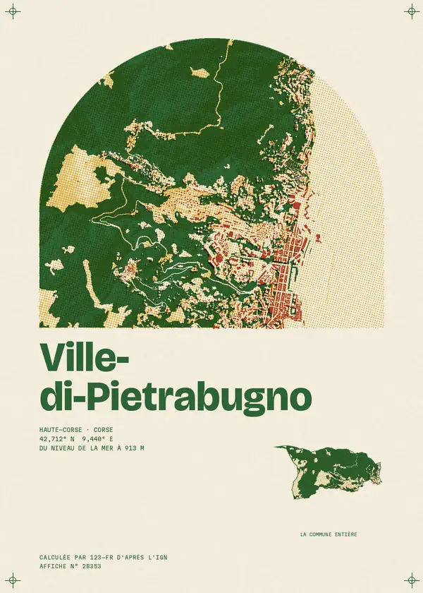 Affiche de Ville-di-Pietrabugno, calculée par 123-fr d'après l'IGN