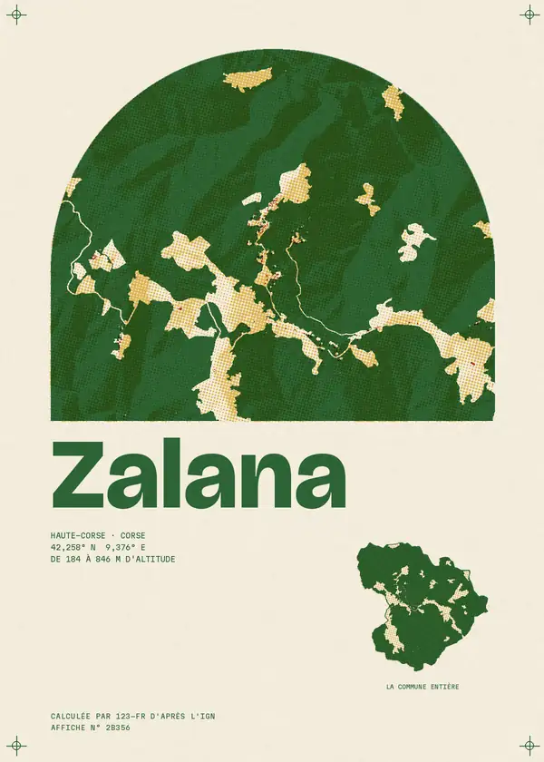 Affiche de Zalana, calculée par 123-fr d'après l'IGN