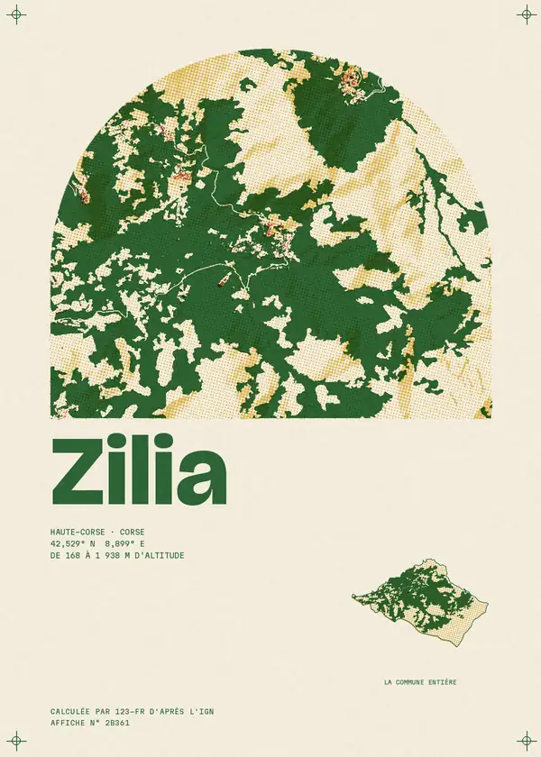 Affiche de Zilia, calculée par 123-fr d'après l'IGN
