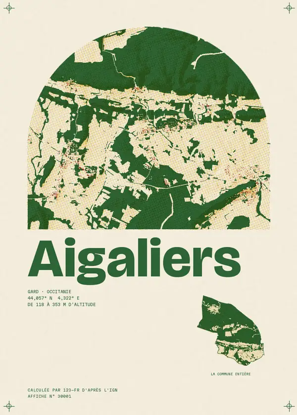 Affiche de Aigaliers, calculée par 123-fr d'après l'IGN