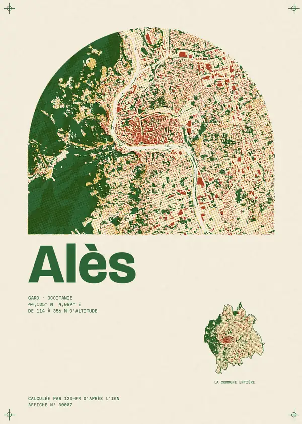 Affiche de Alès, calculée par 123-fr d'après l'IGN