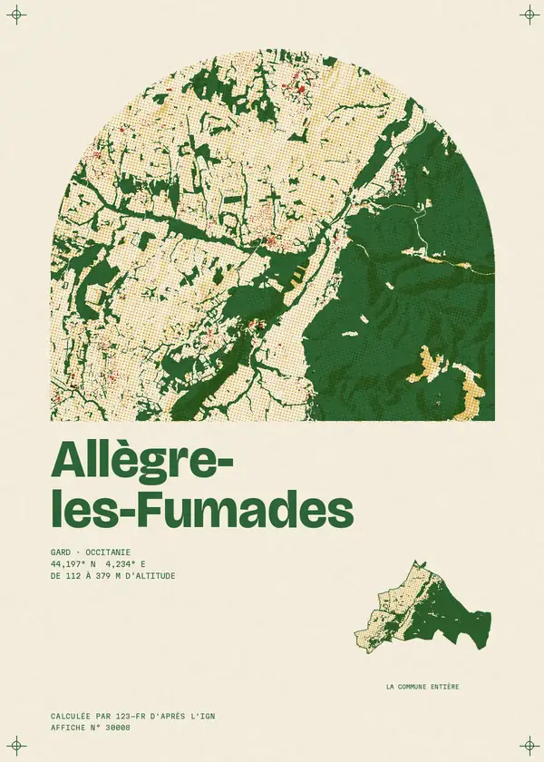 Affiche de Allègre-les-Fumades, calculée par 123-fr d'après l'IGN