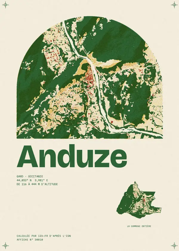 Affiche de Anduze, calculée par 123-fr d'après l'IGN