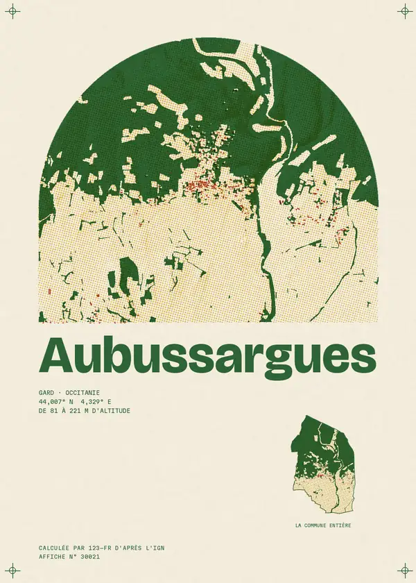 Affiche de Aubussargues, calculée par 123-fr d'après l'IGN