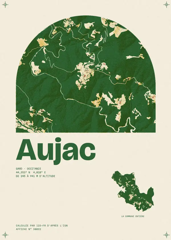 Affiche de Aujac, calculée par 123-fr d'après l'IGN