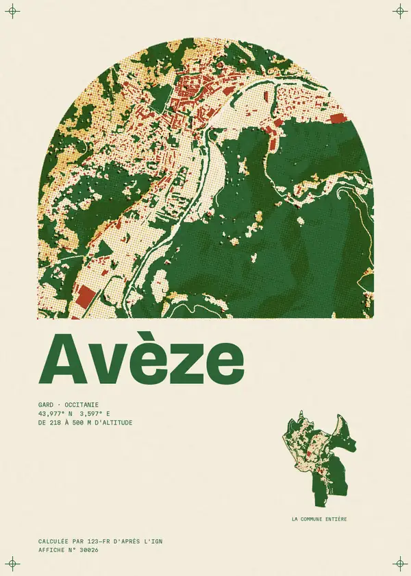 Affiche de Avèze, calculée par 123-fr d'après l'IGN