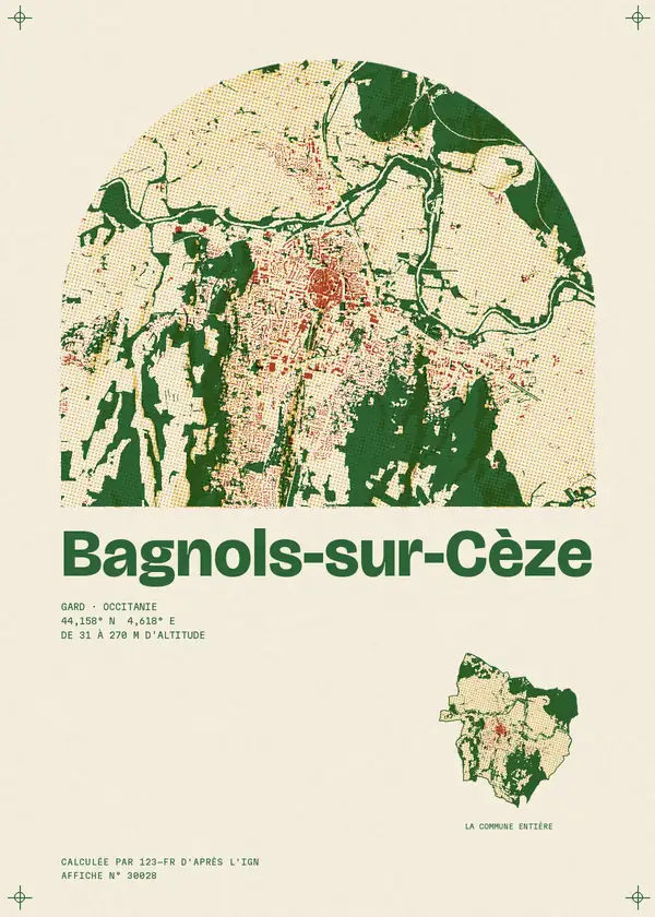 Affiche de Bagnols-sur-Cèze, calculée par 123-fr d'après l'IGN