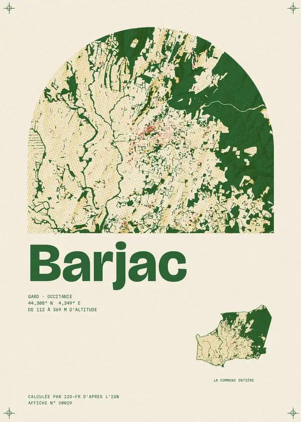 Affiche de Barjac, calculée par 123-fr d'après l'IGN