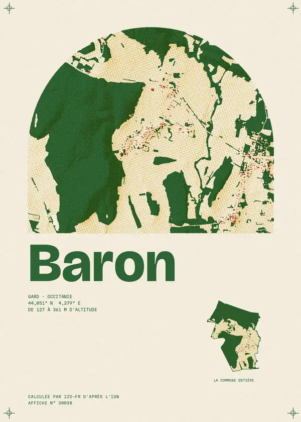 Affiche de Baron, calculée par 123-fr d'après l'IGN