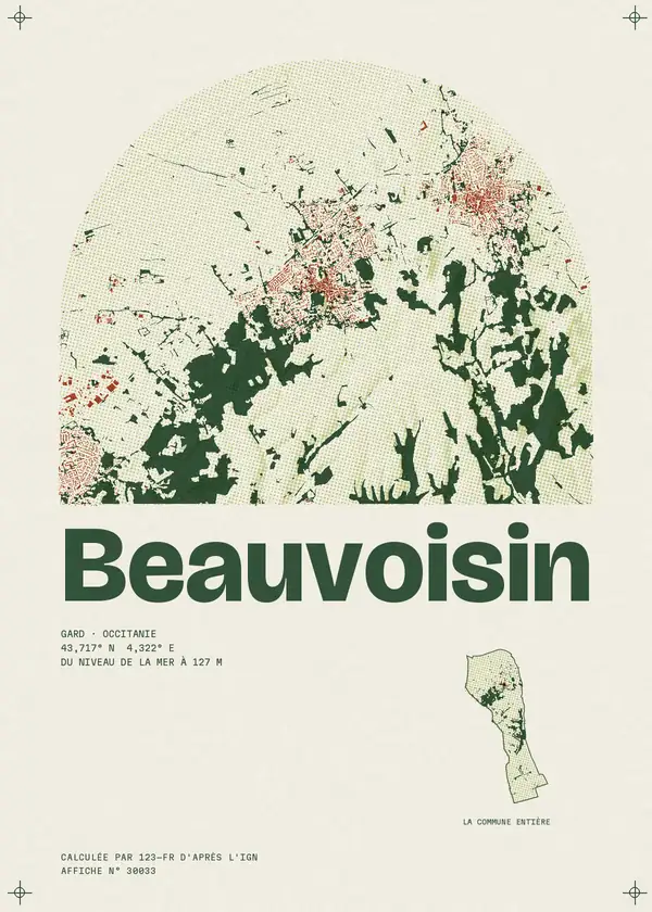 Affiche de Beauvoisin, calculée par 123-fr d'après l'IGN