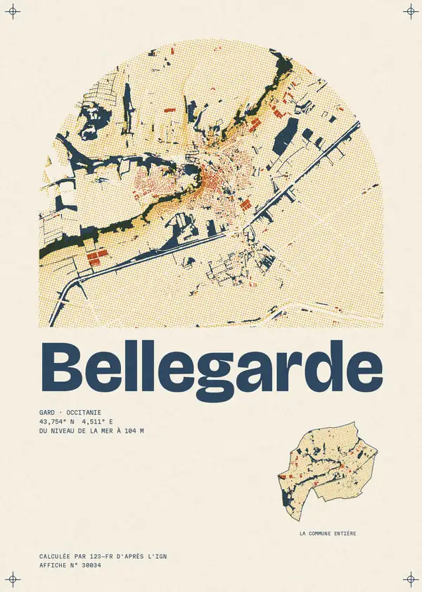 Affiche de Bellegarde, calculée par 123-fr d'après l'IGN