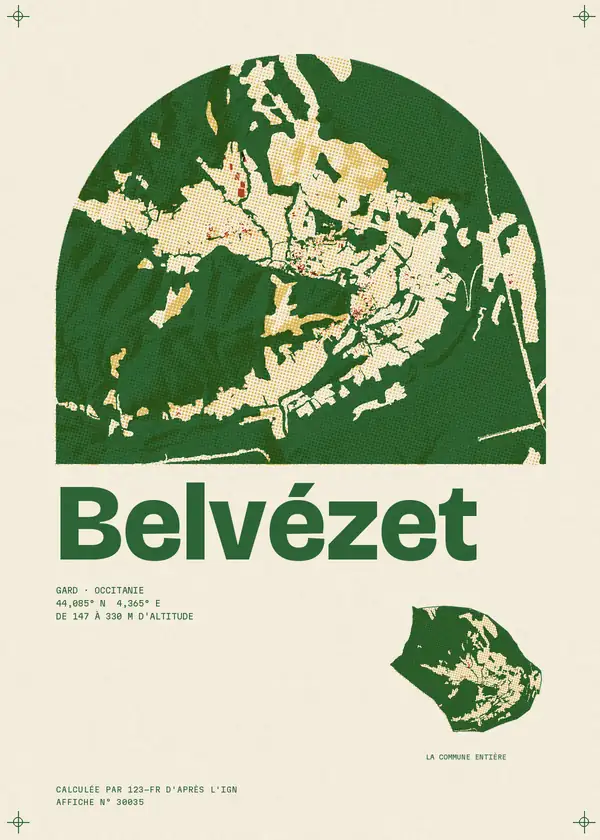 Affiche de Belvézet, calculée par 123-fr d'après l'IGN