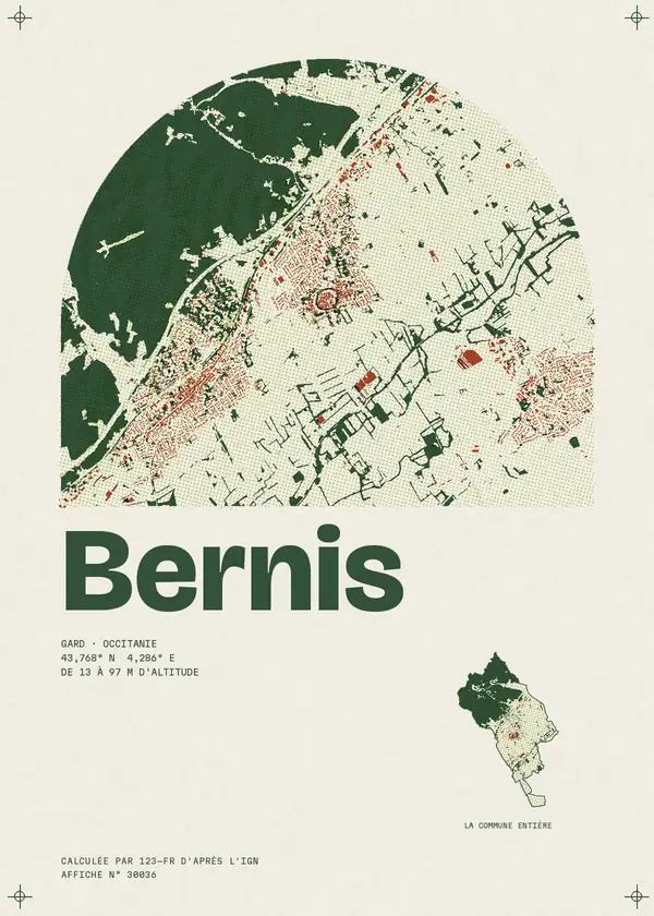 Affiche de Bernis, calculée par 123-fr d'après l'IGN