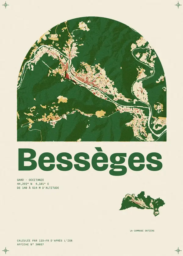 Affiche de Bessèges, calculée par 123-fr d'après l'IGN