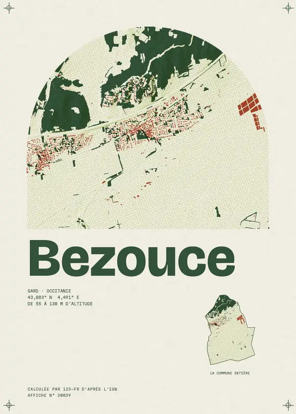 Affiche de Bezouce, calculée par 123-fr d'après l'IGN