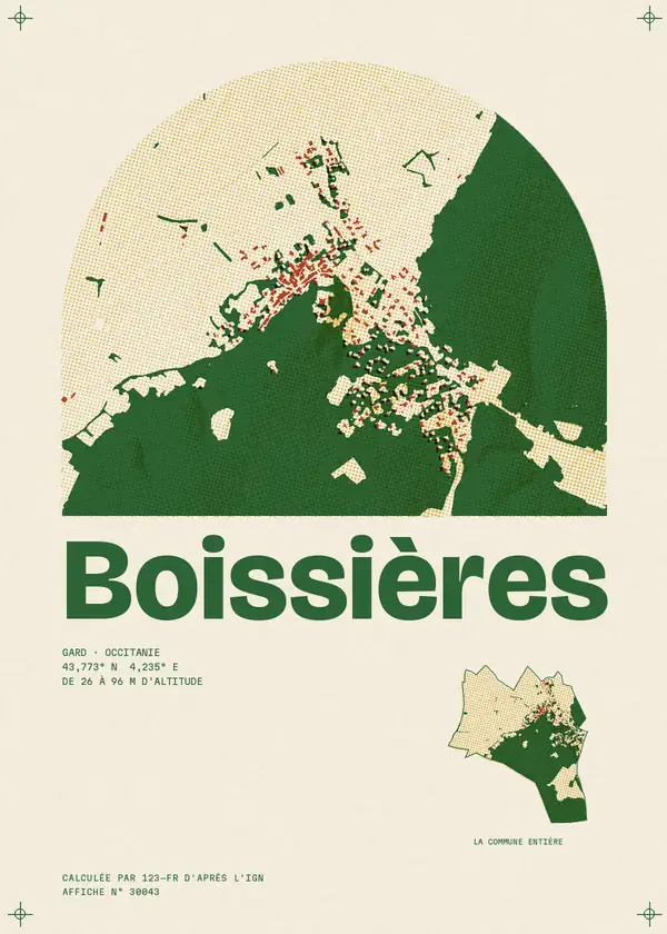 Affiche de Boissières, calculée par 123-fr d'après l'IGN