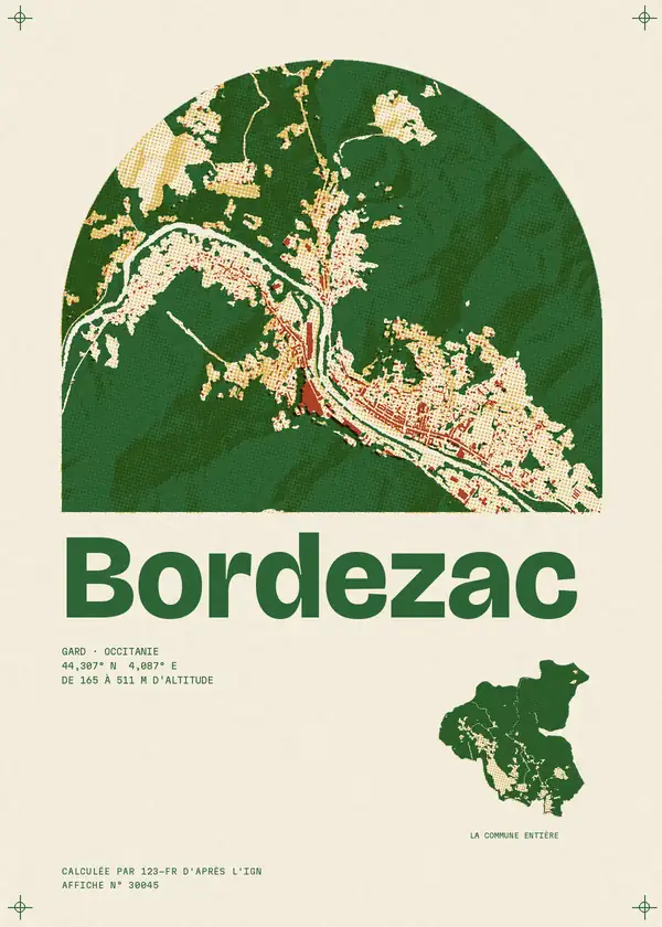 Affiche de Bordezac, calculée par 123-fr d'après l'IGN