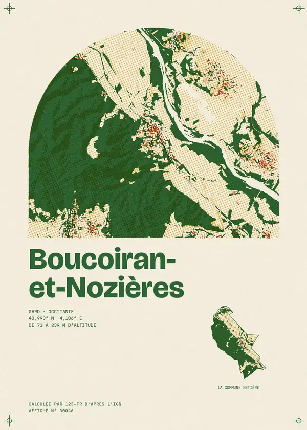 Affiche de Boucoiran-et-Nozières, calculée par 123-fr d'après l'IGN
