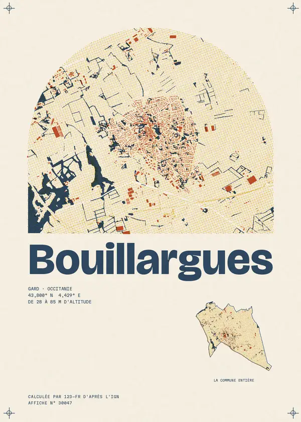Affiche de Bouillargues, calculée par 123-fr d'après l'IGN