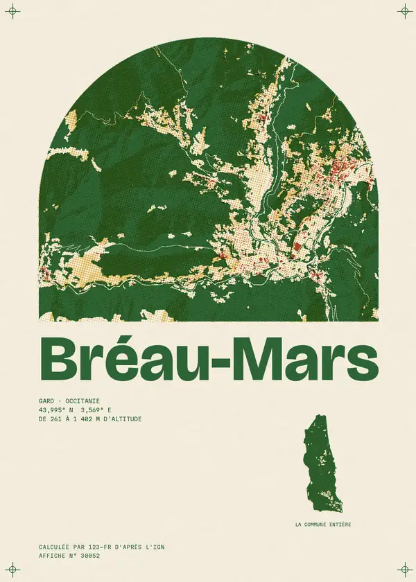 Affiche de Bréau-Mars, calculée par 123-fr d'après l'IGN