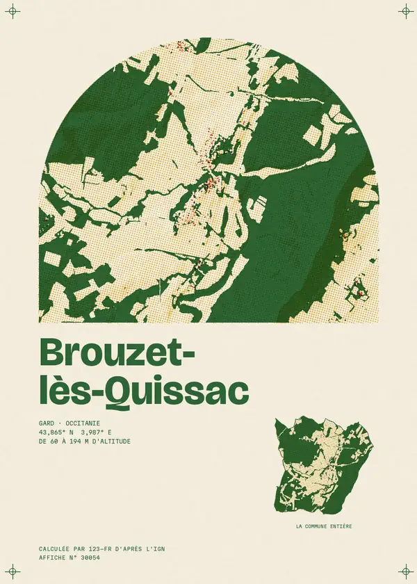 Affiche de Brouzet-lès-Quissac, calculée par 123-fr d'après l'IGN