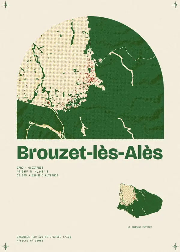 Affiche de Brouzet-lès-Alès, calculée par 123-fr d'après l'IGN